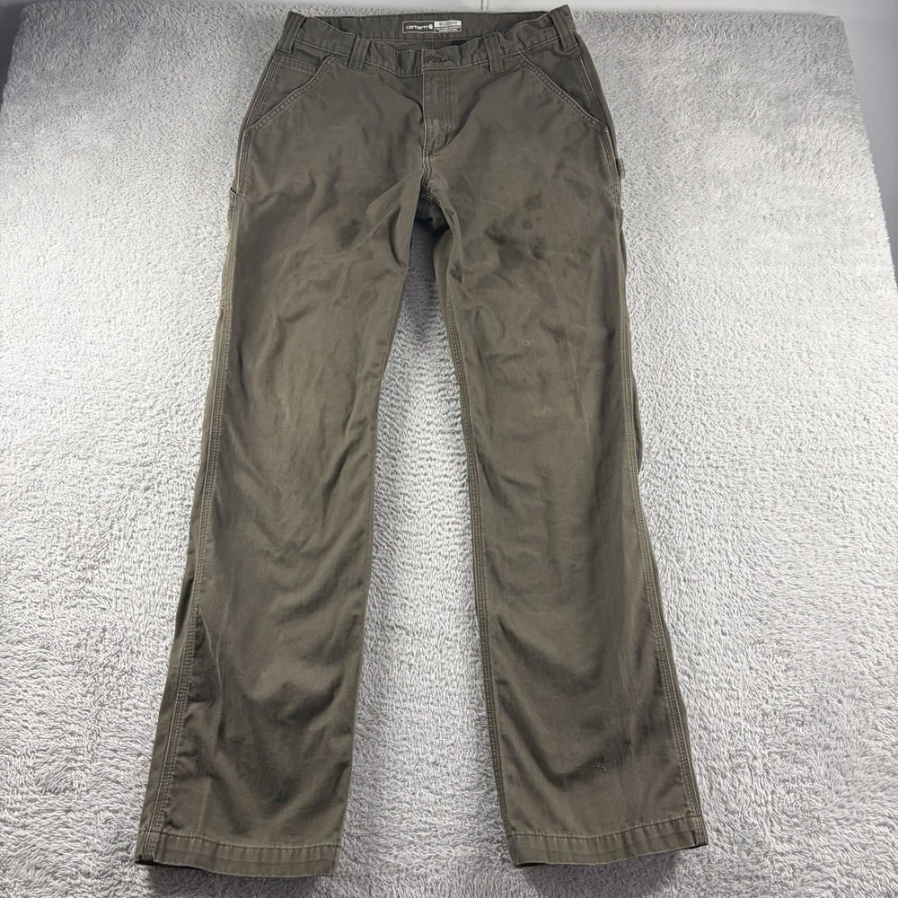 Carhartt Cargo Work Pants Mens 34x34 Relaxed Twill Utility Brown Stain Distress